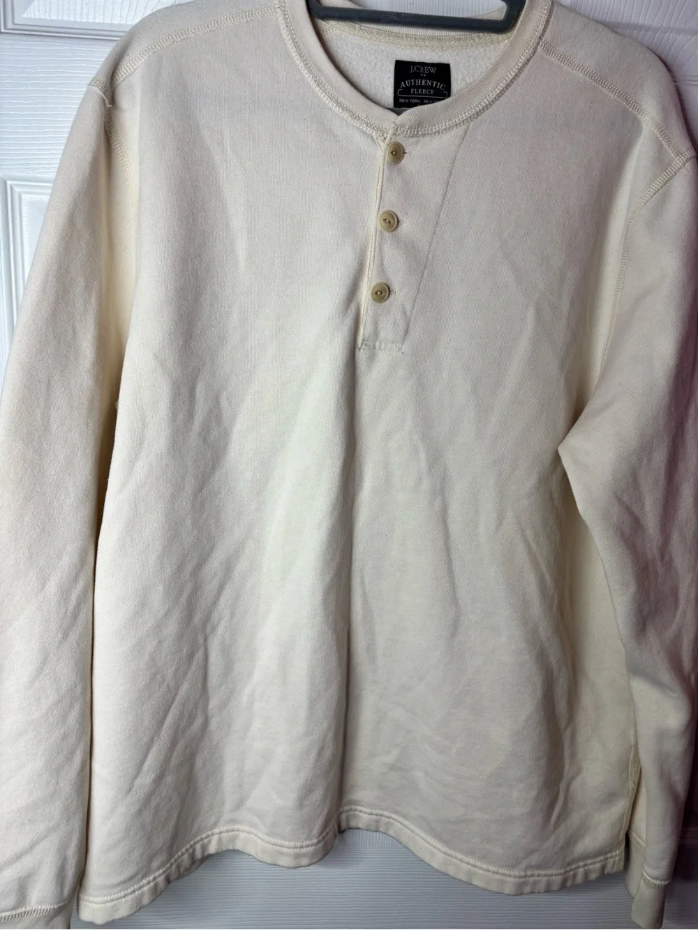 J. Crew Men's Long-Sleeve Henley in Off-White Cream